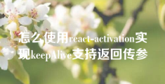 怎么使用react-activation实现keepAlive支持返回传参