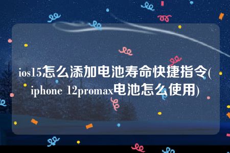 ios15怎么添加电池寿命快捷指令(iphone 12promax电池怎么使用)