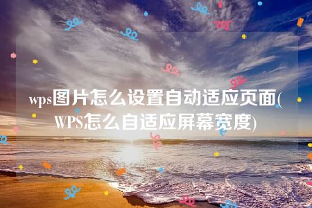 wps图片怎么设置自动适应页面(WPS怎么自适应屏幕宽度)