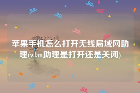 苹果手机怎么打开无线局域网助理(wlan助理是打开还是关闭)