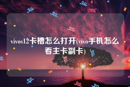 vivos12卡槽怎么打开(vivo手机怎么看主卡副卡)