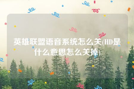 英雄联盟语音系统怎么关(HD是什么意思怎么关掉)