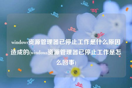 windows资源管理器已停止工作是什么原因造成的(windows资源管理器已停止工作是怎么回事)