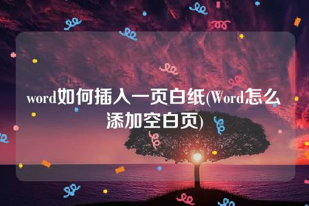 word如何插入一页白纸(Word怎么添加空白页)