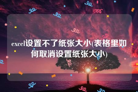 excel设置不了纸张大小(表格里如何取消设置纸张大小)