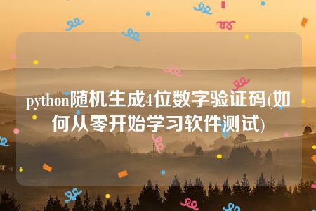 python随机生成4位数字验证码(如何从零开始学习软件测试)