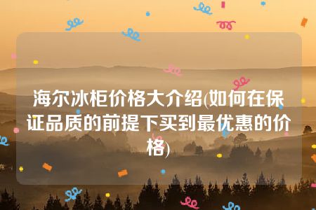 海尔冰柜价格大介绍(如何在保证品质的前提下买到最优惠的价格)