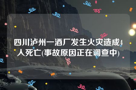 四川泸州一酒厂发生火灾造成4人死亡(事故原因正在调查中)