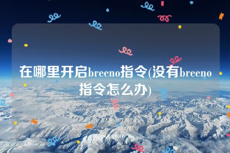 在哪里开启breeno指令(没有breeno指令怎么办)