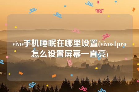 vivo手机睡眠在哪里设置(vivos1pro怎么设置屏幕一直亮)