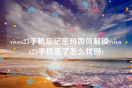 vivox23手机忘记密码如何解锁(vivox23手机丢了怎么找回)