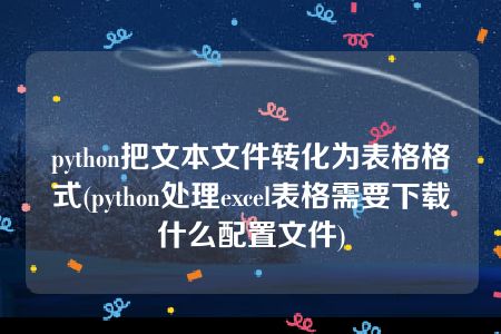 python把文本文件转化为表格格式(python处理excel表格需要下载什么配置文件)