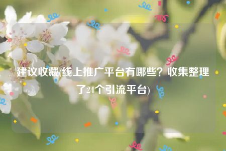 建议收藏(线上推广平台有哪些？收集整理了24个引流平台)