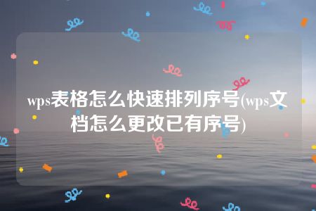 wps表格怎么快速排列序号(wps文档怎么更改已有序号)