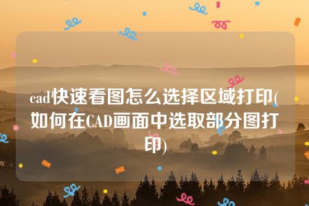 cad快速看图怎么选择区域打印(如何在CAD画面中选取部分图打印)