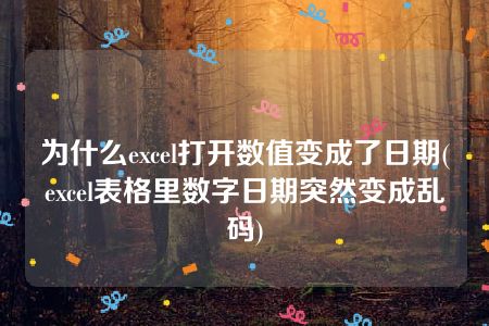 为什么excel打开数值变成了日期(excel表格里数字日期突然变成乱码)