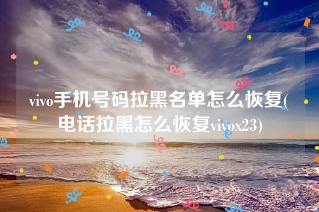 vivo手机号码拉黑名单怎么恢复(电话拉黑怎么恢复vivox23)