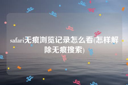 safari无痕浏览记录怎么看(怎样解除无痕搜索)