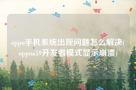 oppo手机系统出现问题怎么解决(oppoa59开发者模式显示崩溃)