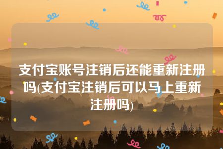 支付宝账号注销后还能重新注册吗(支付宝注销后可以马上重新注册吗)