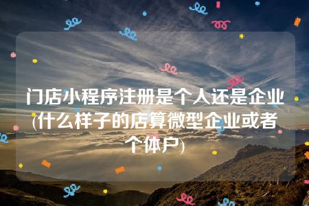 门店小程序注册是个人还是企业(什么样子的店算微型企业或者个体户)