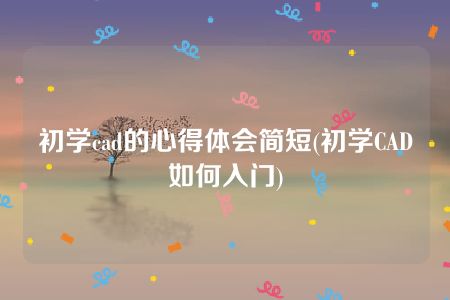 初学cad的心得体会简短(初学CAD如何入门)