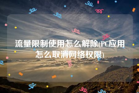 流量限制使用怎么解除(PC应用怎么取消网络权限)