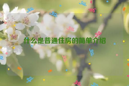 什么是普通住房的简单介绍