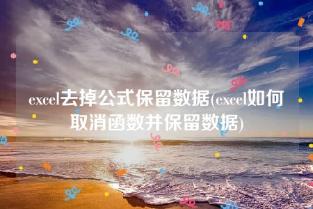 excel去掉公式保留数据(excel如何取消函数并保留数据)