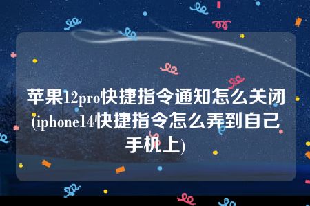 苹果12pro快捷指令通知怎么关闭(iphone14快捷指令怎么弄到自己手机上)