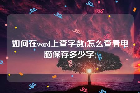 如何在word上查字数(怎么查看电脑保存多少字)