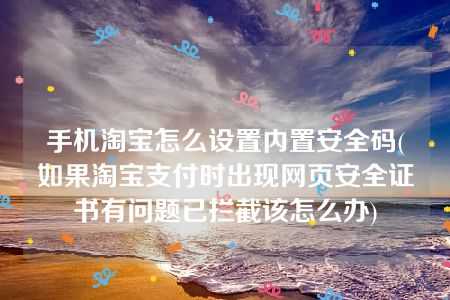 手机淘宝怎么设置内置安全码(如果淘宝支付时出现网页安全证书有问题已拦截该怎么办)