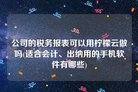 公司的税务报表可以用柠檬云做吗(适合会计、出纳用的手机软件有哪些)