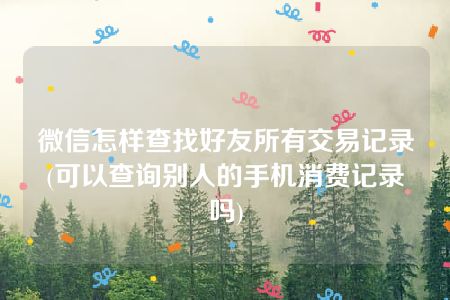 微信怎样查找好友所有交易记录(可以查询别人的手机消费记录吗)