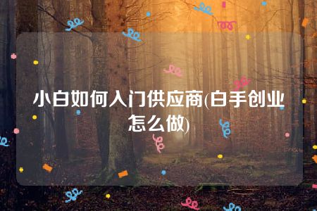 小白如何入门供应商(白手创业怎么做)