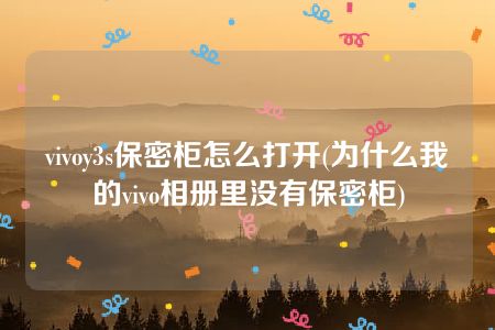 vivoy3s保密柜怎么打开(为什么我的vivo相册里没有保密柜)