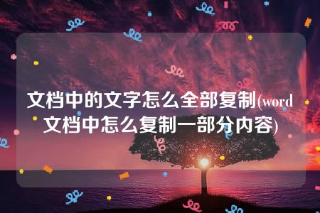 文档中的文字怎么全部复制(word文档中怎么复制一部分内容)