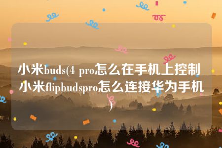 小米buds(4 pro怎么在手机上控制 小米flipbudspro怎么连接华为手机)