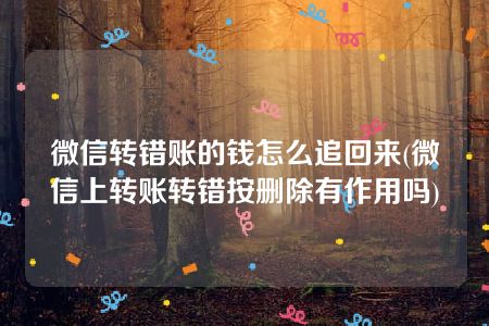 微信转错账的钱怎么追回来(微信上转账转错按删除有作用吗)