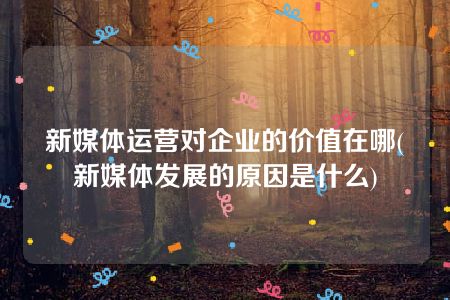 新媒体运营对企业的价值在哪(新媒体发展的原因是什么)