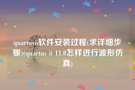 quartusii软件安装过程(求详细步骤)(quartus ii 11.0怎样进行波形仿真)