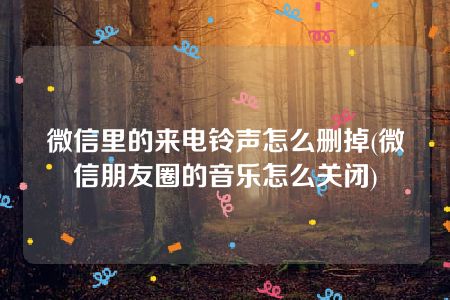 微信里的来电铃声怎么删掉(微信朋友圈的音乐怎么关闭)