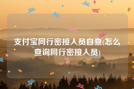 支付宝同行密接人员自查(怎么查询同行密接人员)