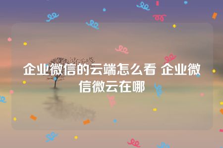 企业微信的云端怎么看 企业微信微云在哪