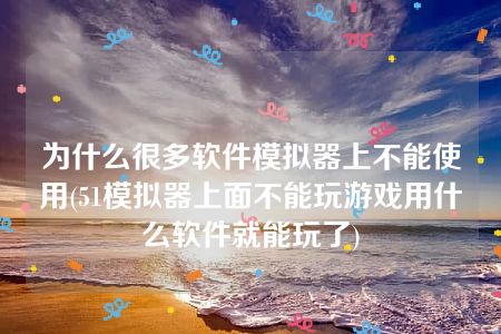 为什么很多软件模拟器上不能使用(51模拟器上面不能玩游戏用什么软件就能玩了)