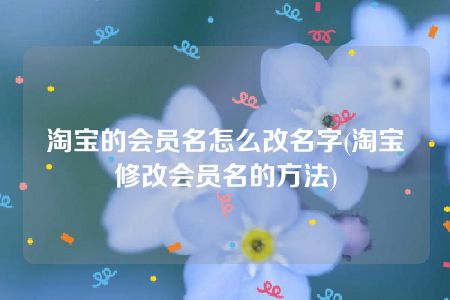 淘宝的会员名怎么改名字(淘宝修改会员名的方法)