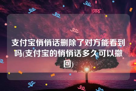 支付宝悄悄话删除了对方能看到吗(支付宝的悄悄话多久可以撤回)