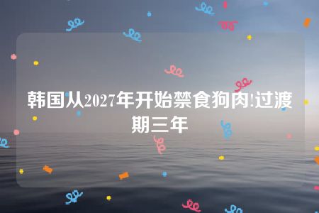 韩国从2027年开始禁食狗肉!过渡期三年