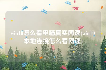 win10怎么看电脑真实网速(win10本地连接怎么看网速)