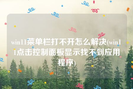 win11菜单栏打不开怎么解决(win11点击控制面板显示找不到应用程序)